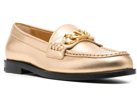 VLOGO Chain Leather Loafer in Antique Brass Hot on Sale