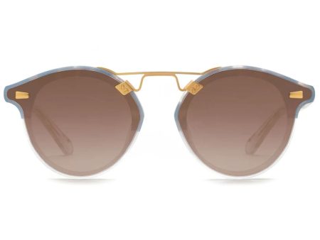 STL Nylon Sunglasses in Matte Opaline to Crystal 24K Mirrored For Sale