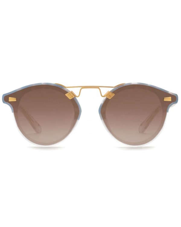 STL Nylon Sunglasses in Matte Opaline to Crystal 24K Mirrored For Sale