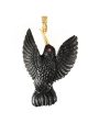 18k Yellow Gold Jet Hummingbird with Rose Gold Ruby Eyes Pendant Online Hot Sale