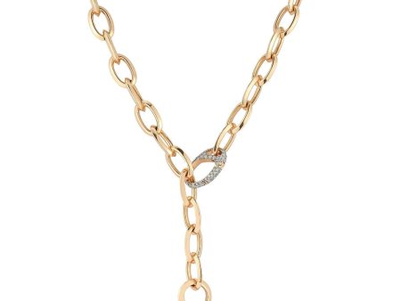 18k Rose Gold Oval Diamond Chain Link Necklace Online Hot Sale