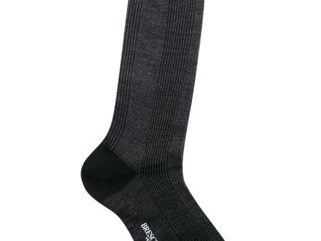 Black and Grey Striped Midcalf Socks For Sale