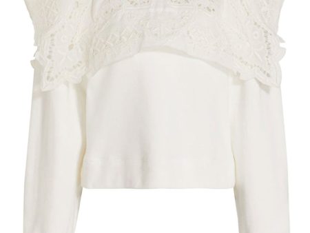 White Eyelet Georgina Long Sleeve Sweatshirt Cheap