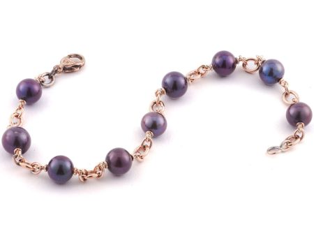 14k Rose Gold Black Pearl Bracelet Hot on Sale