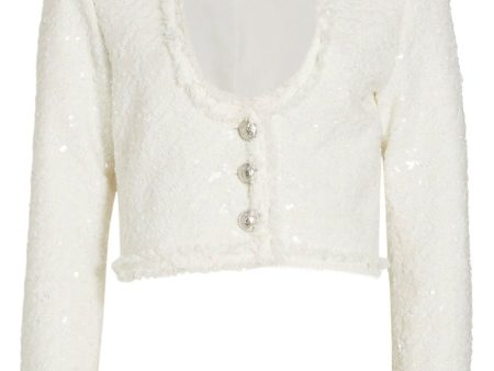 White Sequin Esme Cropped Jacket Online