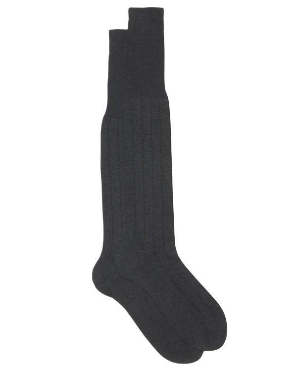 Vertical Striped Over the Calf Socks in Anthrocite Sale