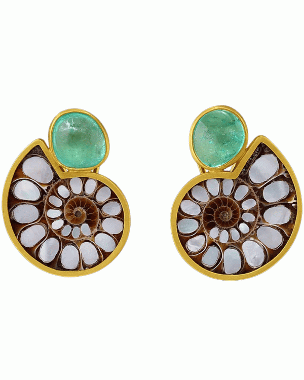 22k Yellow Gold Nautilus Earrings Hot on Sale