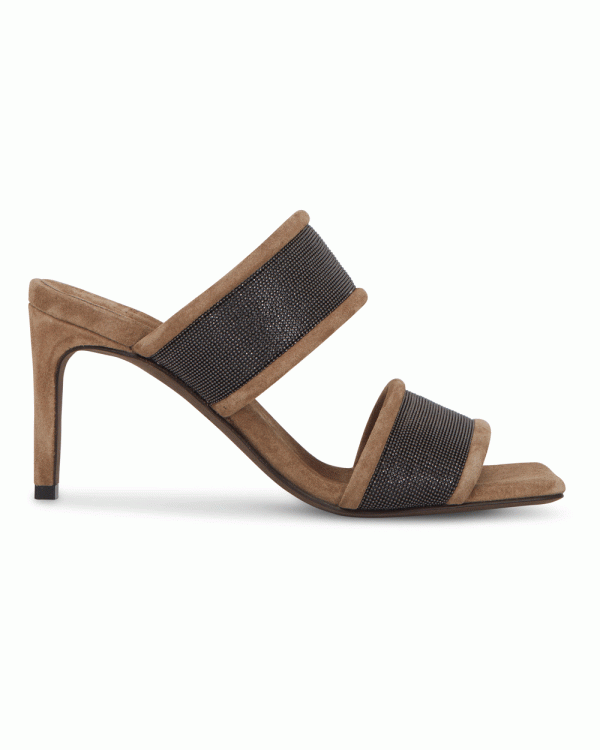 Taupe Monili Strap Square Toe Heel on Sale