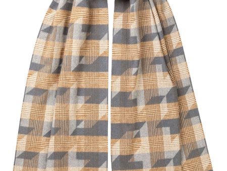 Wool Houndstooth Glen Scarf in Dark Camel Fashion