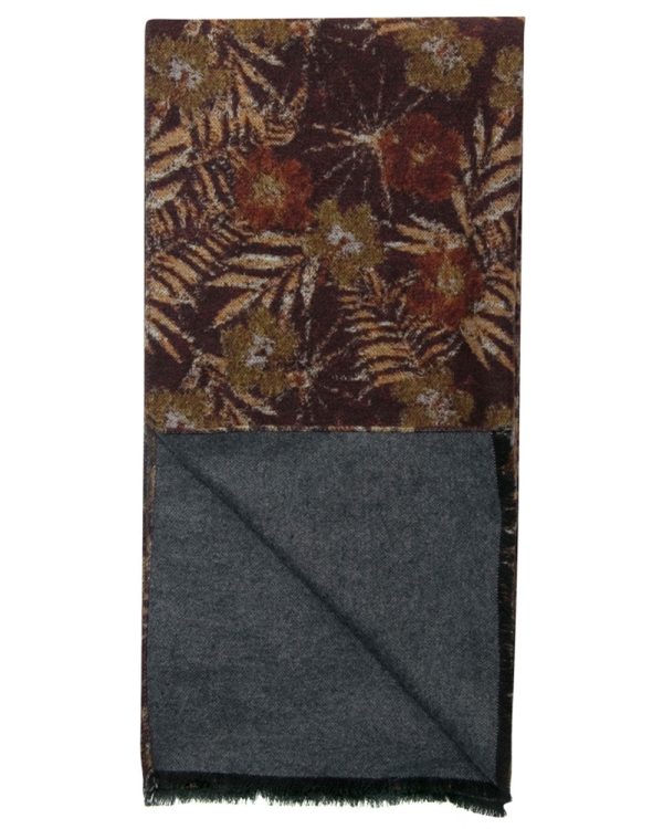 Tonal Palm Print Silk Scarf in Rust Online Sale