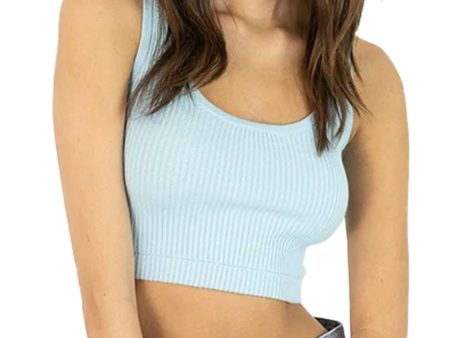 Sky Blue Bardot Cashmere Blend Crop Top Supply