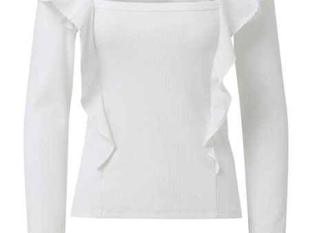 White Ribbed Gidea Top For Cheap