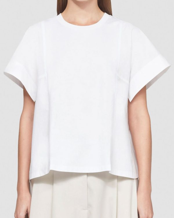 White Short Sleeve Draped T-Shirt For Discount