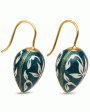 22k Teal Enamel Drop Earrings with White Flower For Sale