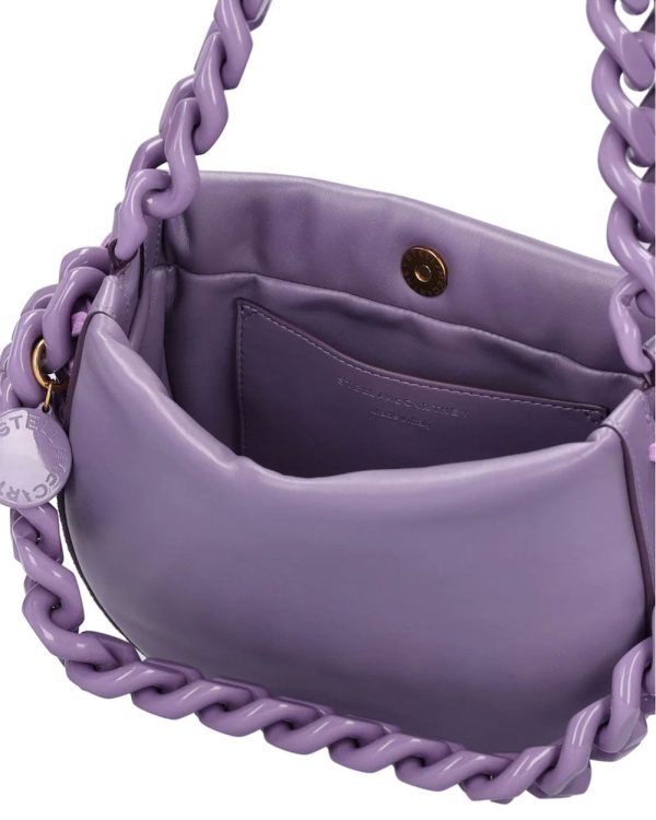 Small Puffy Tonal Frayme Shoulder Bag in Grape on Sale