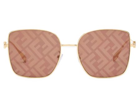 Square Metal Sunglasses in Gold Mirror on Sale