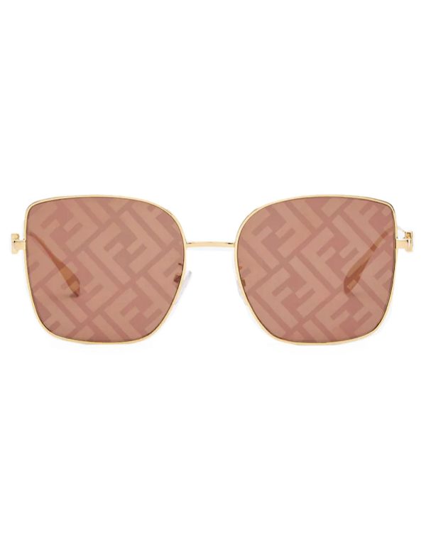 Square Metal Sunglasses in Gold Mirror on Sale