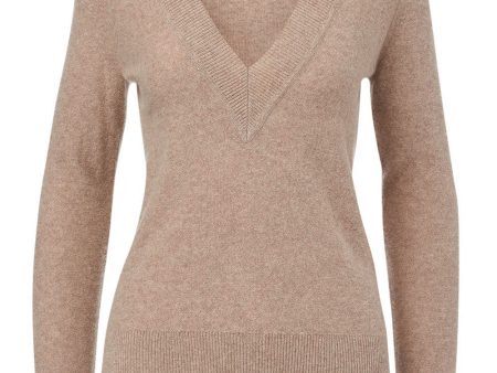 Taupe Coleta V Neck Cashmere Sweater Online Hot Sale