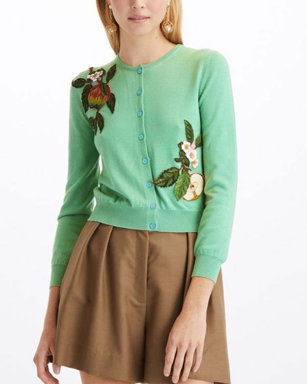 Seaglass Apple and Leaves Button Down Cardigan Cheap