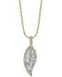 18k Yellow Gold Large Leaf  Diamond Pendant Necklace Fashion