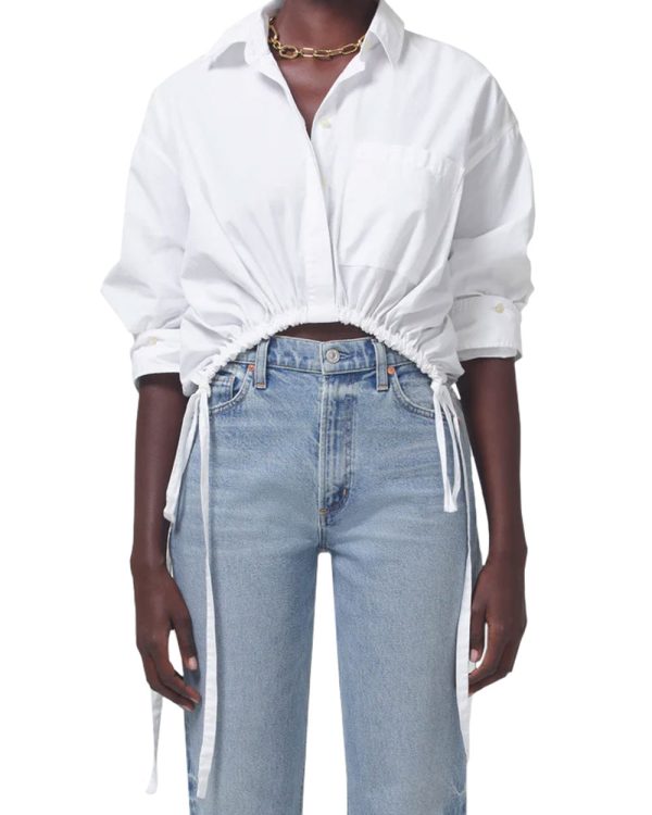 White Drawstring Alexandra Shirt on Sale