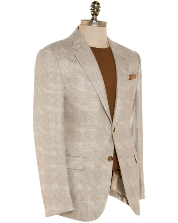 Beige Windowpane Sportcoat Online Hot Sale