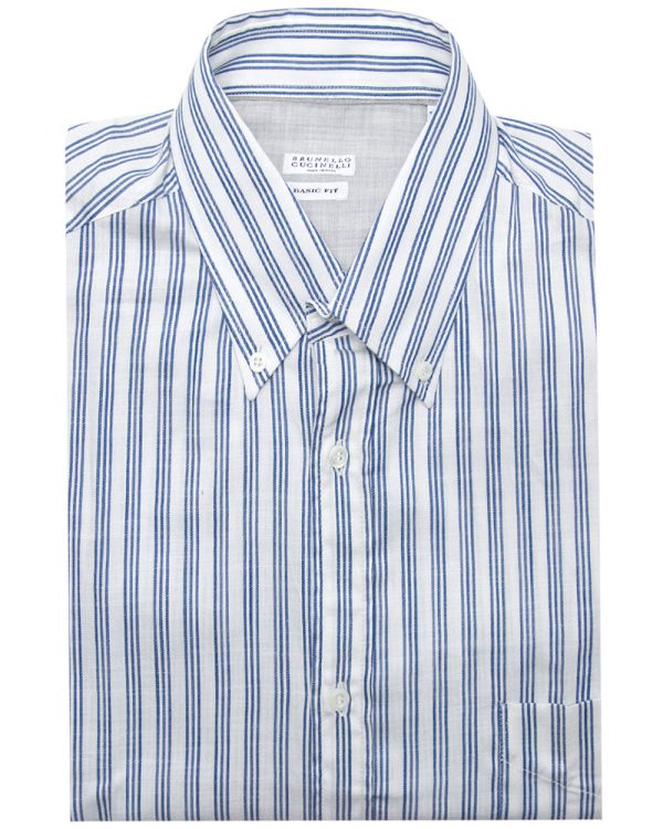 Bianco and Blue Stripe Sport Shirt Online