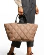 Beige Quilted Top Handle Tote For Discount