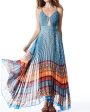 Sunshower Stripe Multi Gloria Chain Strap Pleat Maxi Dress For Discount