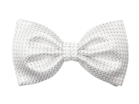 White Textured Silk Bow Tie Online