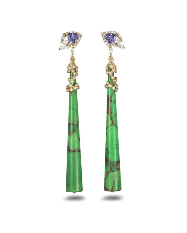 20k Yellow Gold Turquoise Affinity Earrings For Cheap