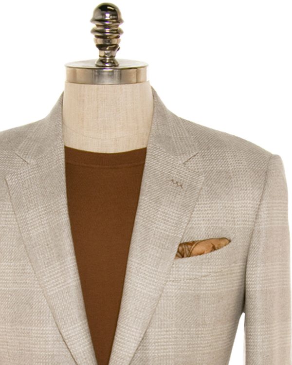 Beige Windowpane Sportcoat Online Hot Sale