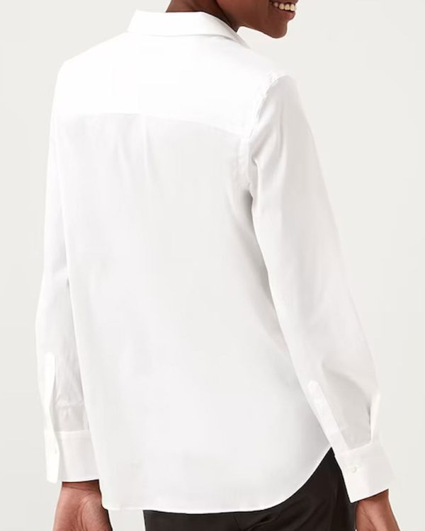 White Cotton Poplin Monili Placket Shirt Online Sale