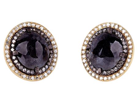 Rough Cut Diamond Button Earrings Online now