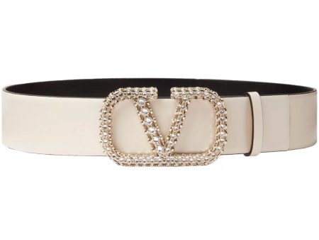 VLOGO Signature Reversible 40 Belt in Light Ivory and Nero Fashion