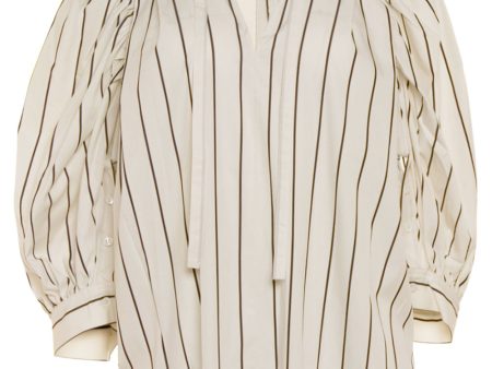 Unbleached Stripe Puff Sleeve Blouse Sale