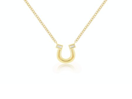 14k Yellow Gold Lucky Horseshoe Diamond Necklace Cheap