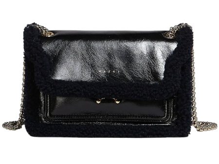 Trunk Envelope Shearling Crossbody in Black For Sale