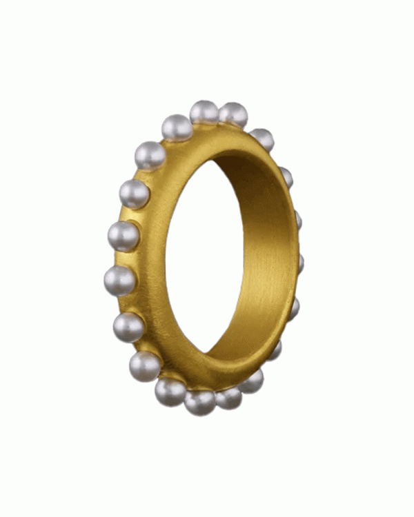 22k Yellow Gold Pearl Spine Band Cheap