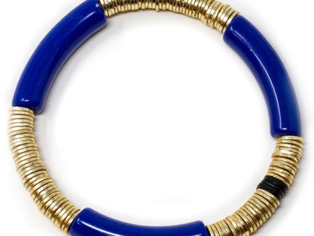 14k Gold and Cobalt Zo Stretch Bracelet Online now