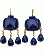 18k Yellow Gold Lapis Victorian Goddess Earrings on Sale