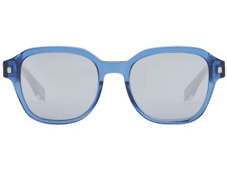 Round Acetate Sunglasses in Blue Sale