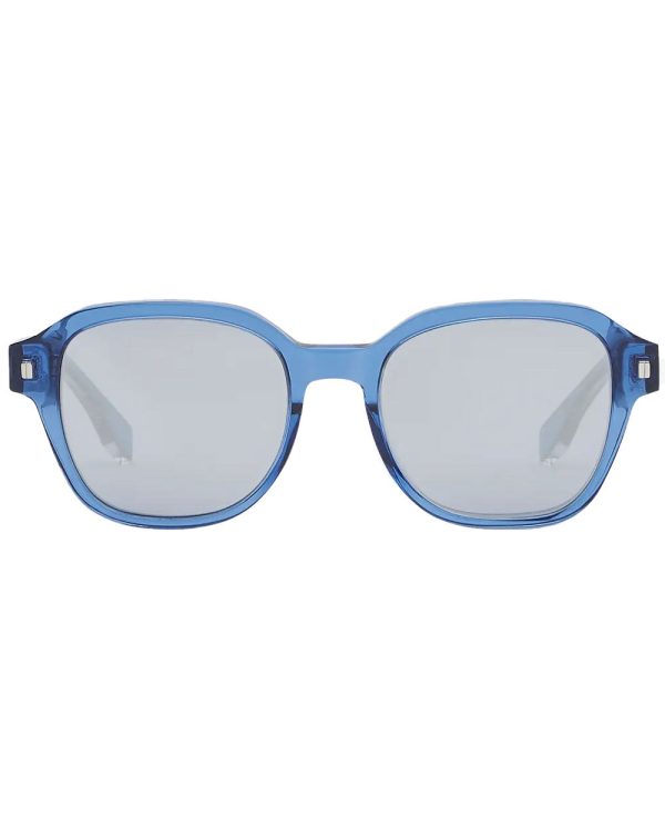 Round Acetate Sunglasses in Blue Sale