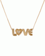 14k Yellow Gold “LOVE” Diamond Necklace For Cheap