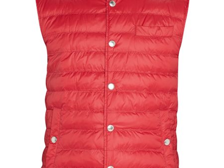 Red Quilted Nylon Snap Vest Cheap