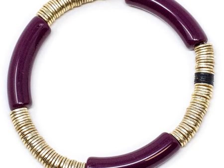 14k Gold and Maroon Zo Stretch Bracelet Cheap