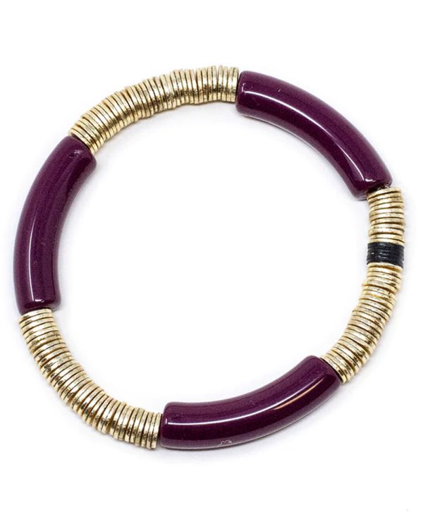 14k Gold and Maroon Zo Stretch Bracelet Cheap