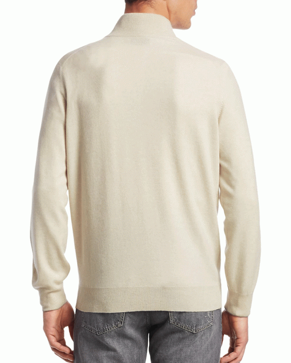 White Cashmere Quarter Zip Sweater Hot on Sale