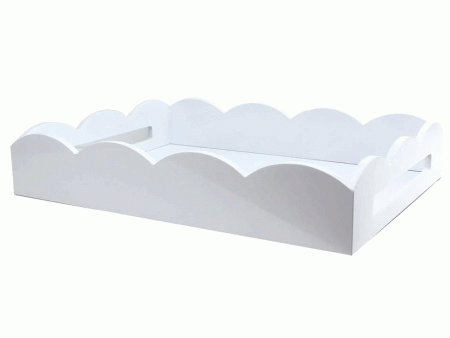 White 17 X 13” Scalloped Edge Tray Hot on Sale