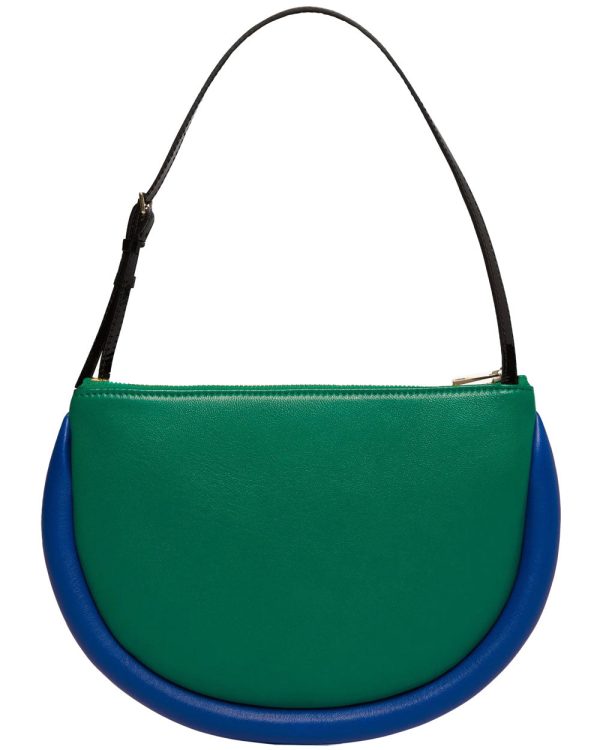 The Bumper Moon Bag in Green and Cobalt For Cheap